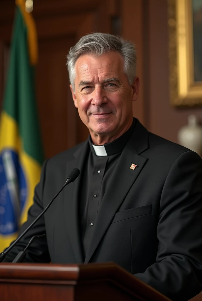 create an image of a pastor of the Assembly of God being president of Brazil 
