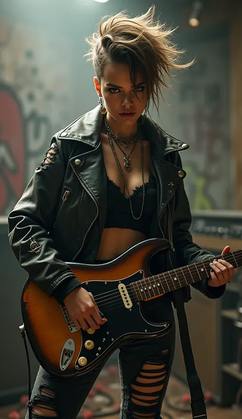 punk,sexy,girl,spiky hair,hardcore punks,guitar