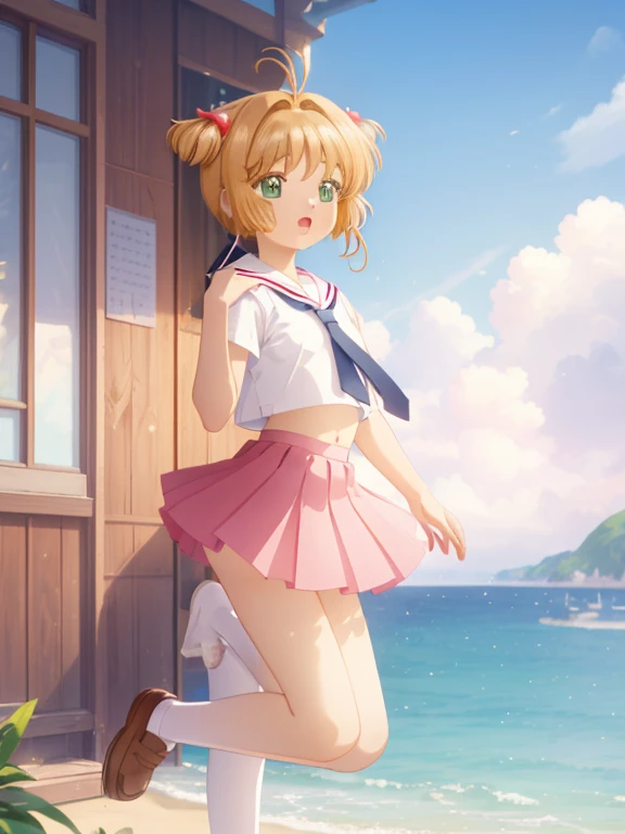 (masterpiece:1.2), best quality, high resolution, unity 8k wallpaper, (illustration:0.8), (beautiful detailed eyes:1.6), extremely detailed face, extremely detailed fingers, perfect lighting, extremely detailed CG, (kinomoto sakura, green eyes, short hair,...