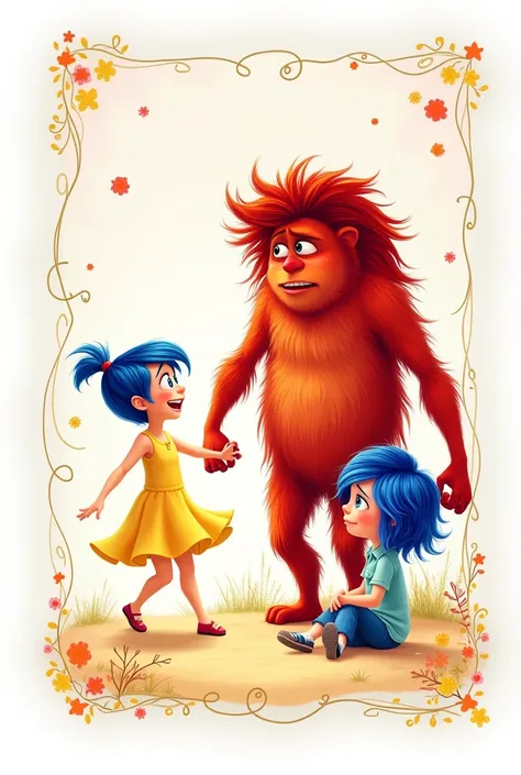 characters for joy invitation card, sadness, rage, from inside out 2 in animated without background 
