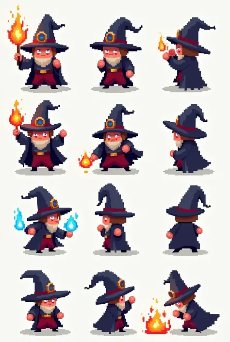 Sprite sheet pixelart character mage like in castle crasher game