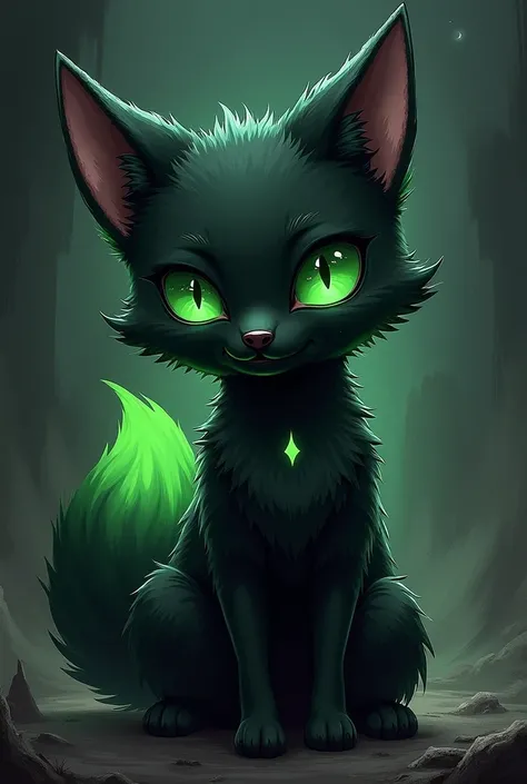 Black and green emo looking Kemono cute fox