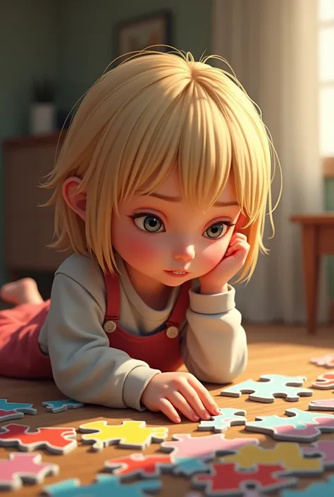  blonde playing with puzzle 