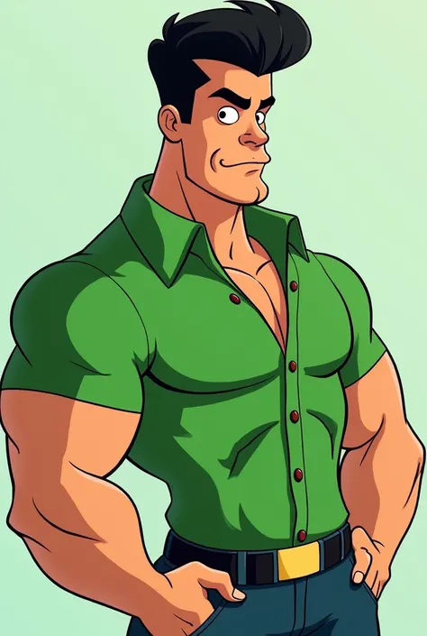 Johnny Bravo with green shirt and black hair