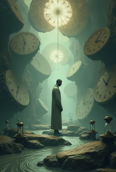 I need you to create an image about the meaning of time, maybe including a clock or an hourglass