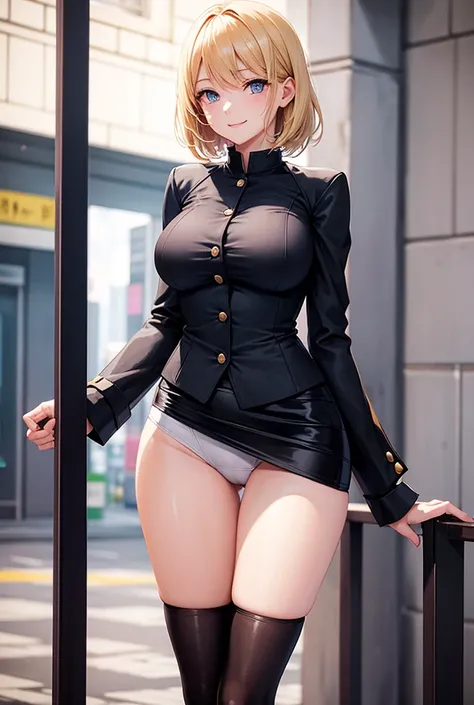 Anime style, super fine illustration, highly detailed, beautiful detailed, perfect detailed, super high quality image, static representation, gentle expression, happy expression, the pretty girl image, super stylish, 8k, pretty & perfect 1girl with blonde ...