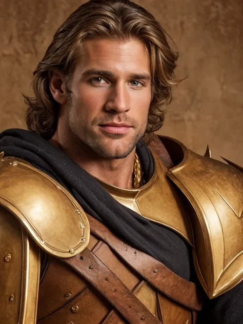 hair, muscular very handsome and attractive paladin men, a 40 years old male, retrato de un joven, real,