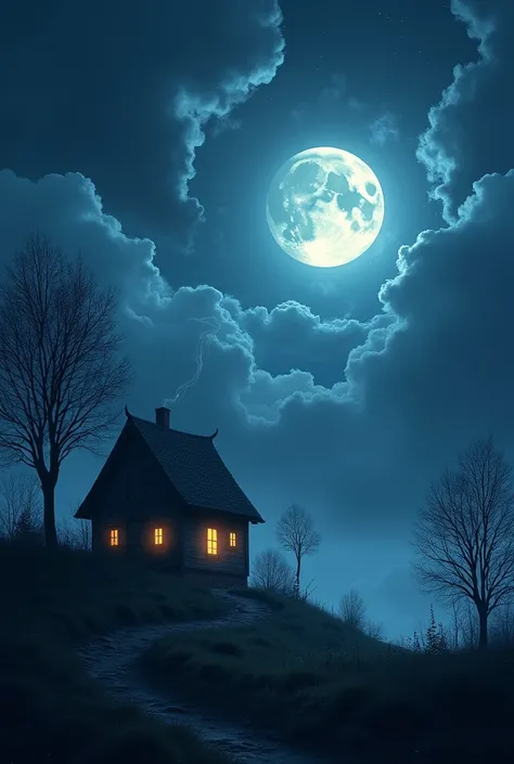 Night house moon clode 