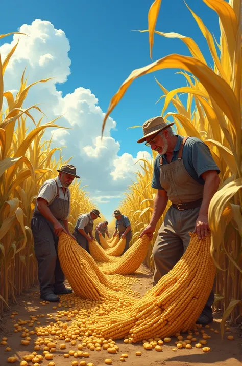 People harvesting corn 