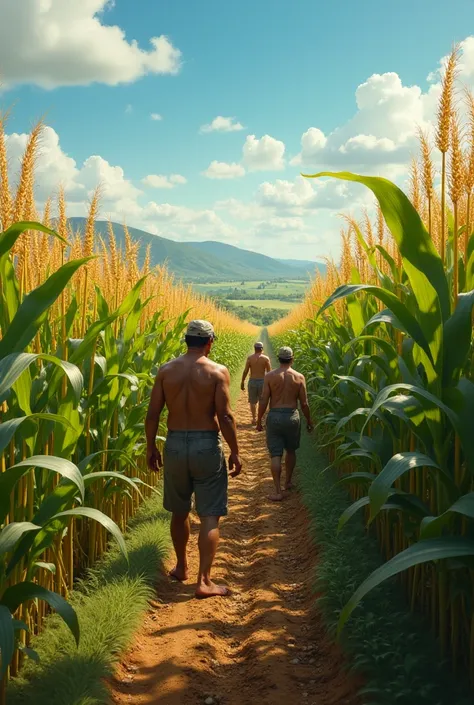 Field workers in corn plantation