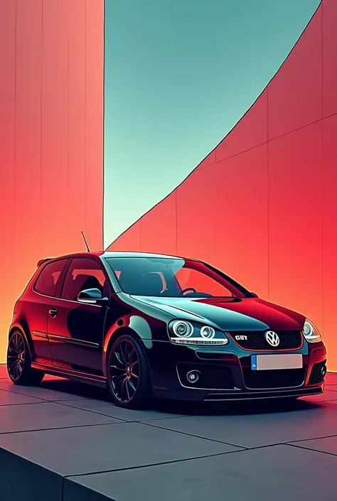 Volkswagen golf Gti black wallpaper year 2007 cartoon 
