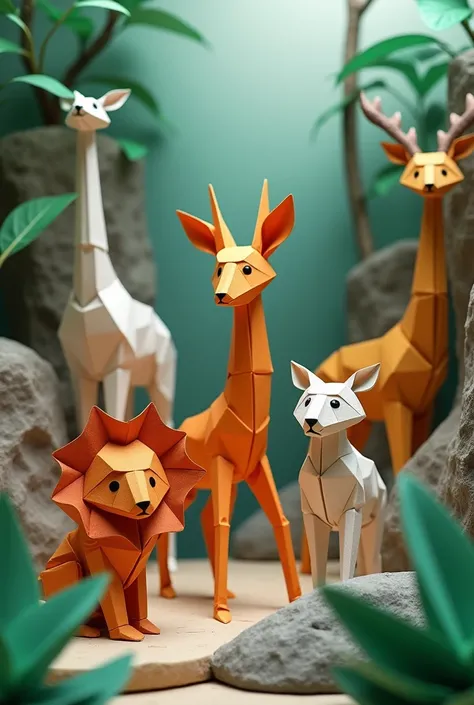 MAKE SOME ORIGAMI ANIMAL FIGURES USING THE FOLLOWING GEOMETRIC FIGURES: EQUILATERAL TRIANGLES, ISOSCELES, SCALENES, ACUTANGULES, RECTANGLES AND OPTIMALS BUT FROM THE ZOO, AT LEAST ABOUT 15 DIFFERENT ANIMALS