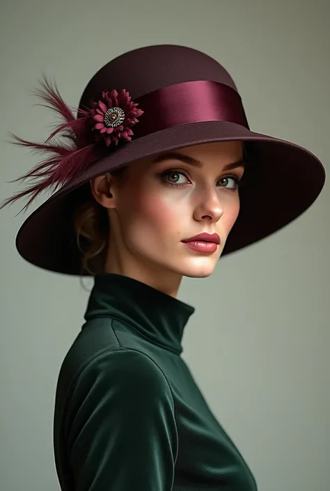 Elegant Hat Design:

For a stylish and pretty hat for women, Here is a detailed proposal:

	1.	Color: A burgundy or emerald green tone, Colors that add sophistication and a touch of glamour without being too flashy.
	2.	silhouette: A cloche-type or wide-br...