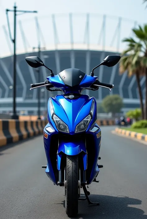 Yamaha Mio sporty blue in front of GBK Indonesia 
