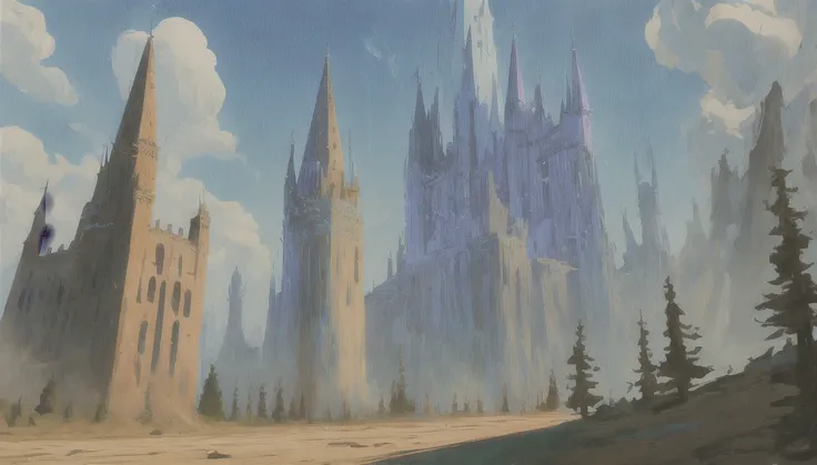 Medieval fantasy world background, cinema, sky, magic
