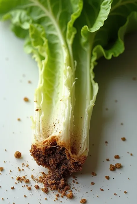 Create an image of a lettuce root damaged by a beetle