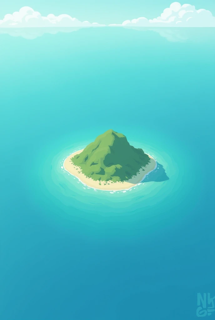 island,Seen from the sky,Simple illustration