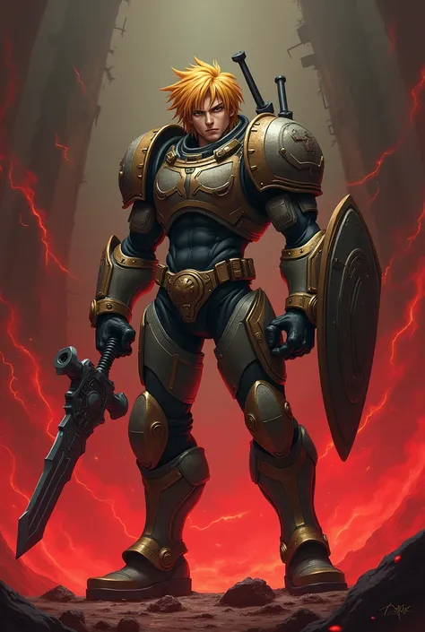 Jaune Arc from RWBY reimagined as Doomguy