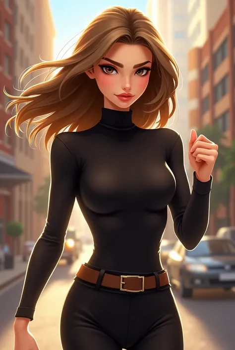 This character of "Subway Surfers" has an elegant and mysterious look. Her hair is straight and medium length., with a light brown tone that sways gently as she runs through the city streets. Wearing a black turtleneck, she conveys a classic and confident ...