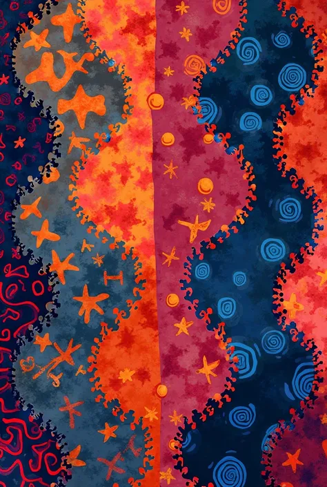 2D vector abstract with *motif batik parang*, colorful, no background 