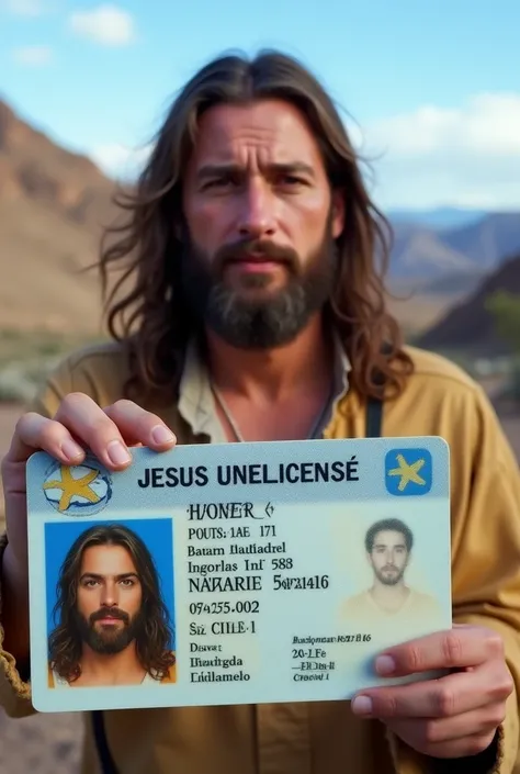 Chilean driver&#39;s license with data and image of Jesus from nasared for meme
