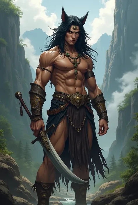 Blake Belladonna from RWBY reimagined as a muscular Amazonian 