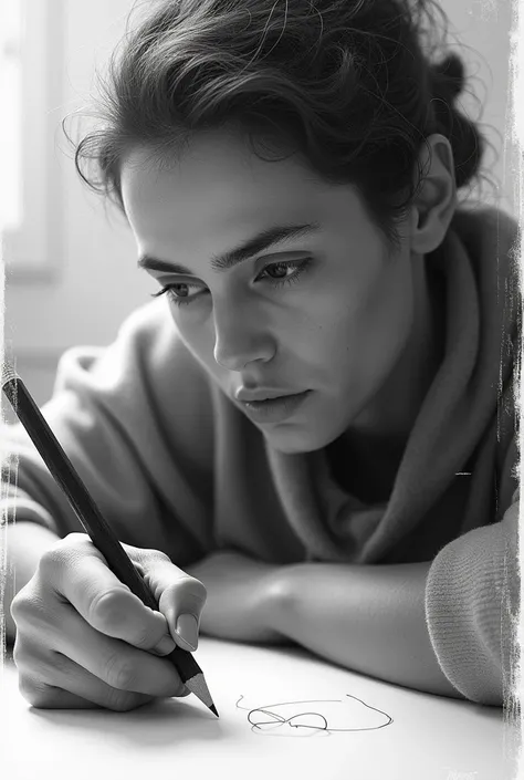 Self-portrait with pencil
