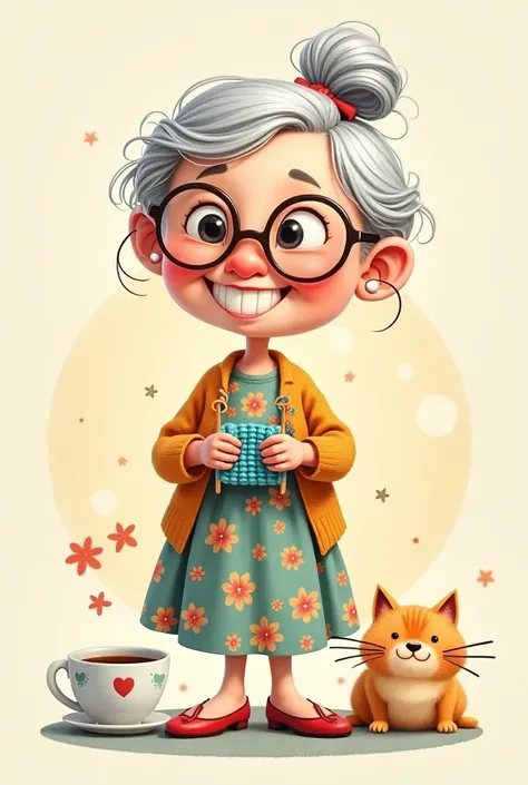 cartoon drawing of a granny 