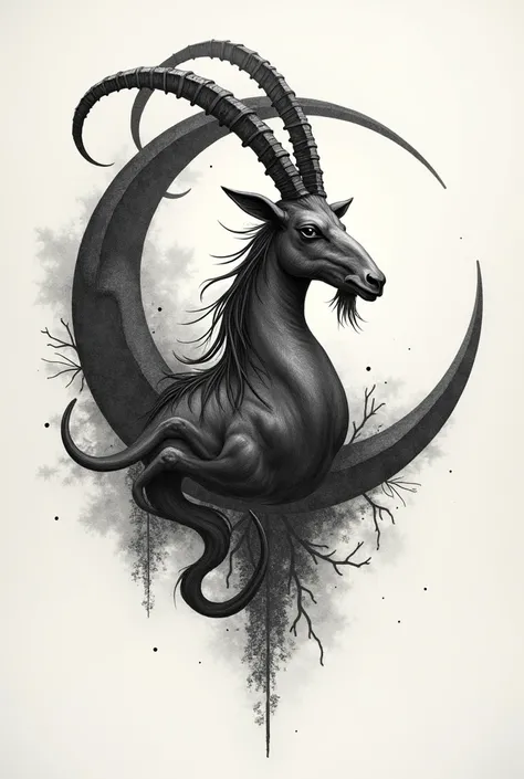  Tattoo Of: Capricorn zodiac sign, with moon
