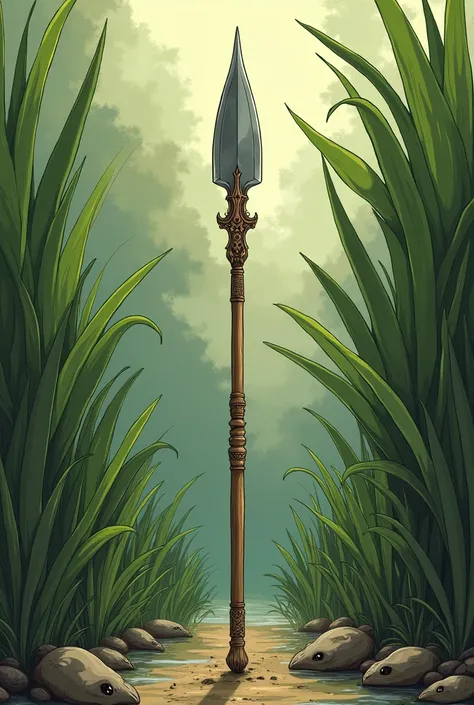 The image depicts a frog spear
