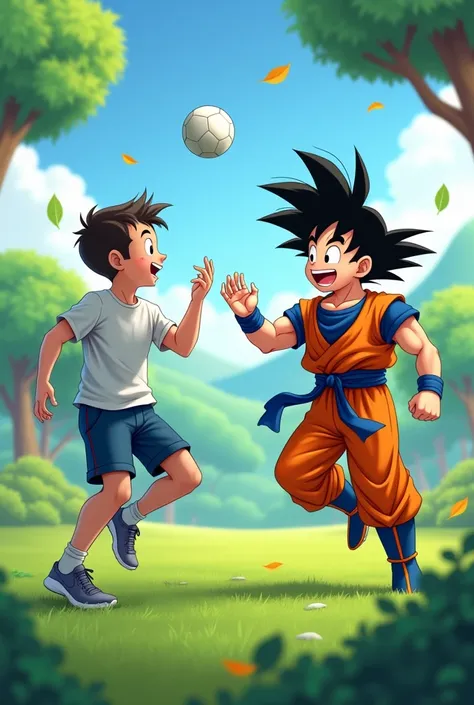  Man playing ball with goku