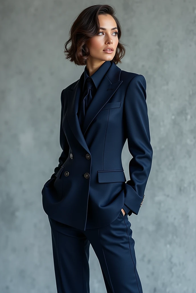 Elegant suit for women in navy blue with midnight blue, beautiful and aesthetic