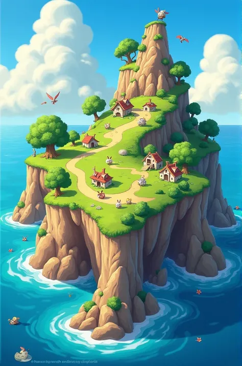 Island with cliffs cartoon