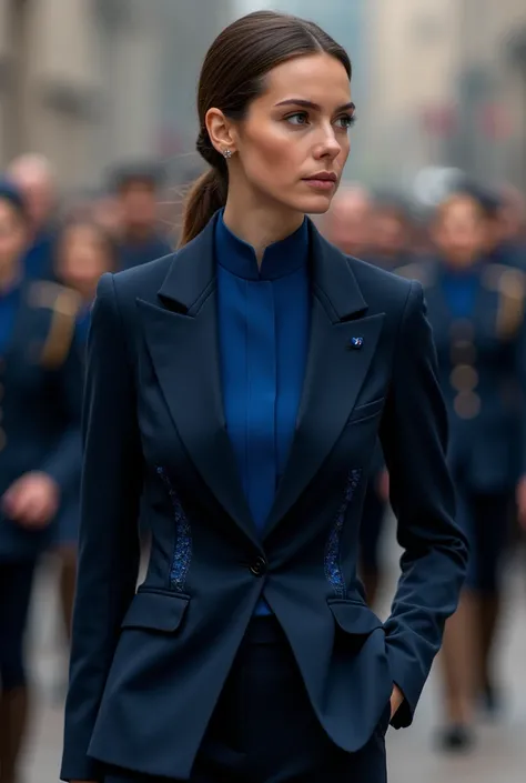 Elegant suit for women in navy blue with midnight blue for marching