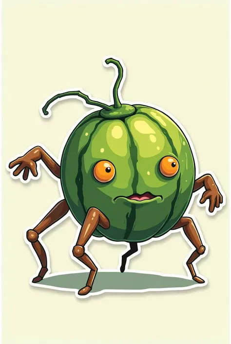  The melon has arms and legs and runs like an ant. , monster ,unique ,Sticker Style