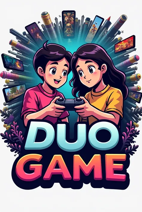 A logo of a very famous YouTube channel that has two people playing but both are cut in half and are put together but they have the same controller and they are surrounded by thousands of games ranging from shooting to adventure games and they live many ad...