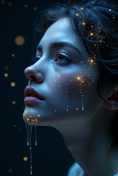 a constellation shaped like a woman&#39;s face from the front, with tears on her cheeks 