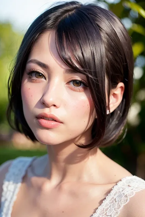 short hair, Portraiture, intractive young woman, Photorealism 16K Realism, (Ultra-realistic body proportions, aninomically correct:1.3), ((Ultra-fine digital art)), ((intricinely detailed Beautiful Face)), (Light pale complexion). break, ((Small round head...