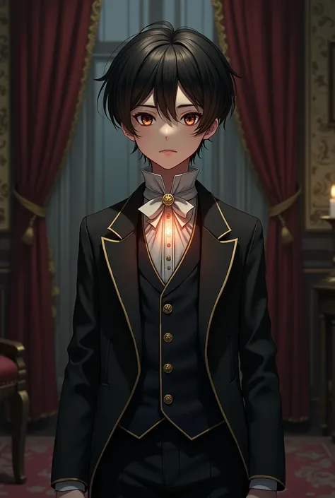 Young Victorian era boy with a mark on his neck that represents his anime curse

