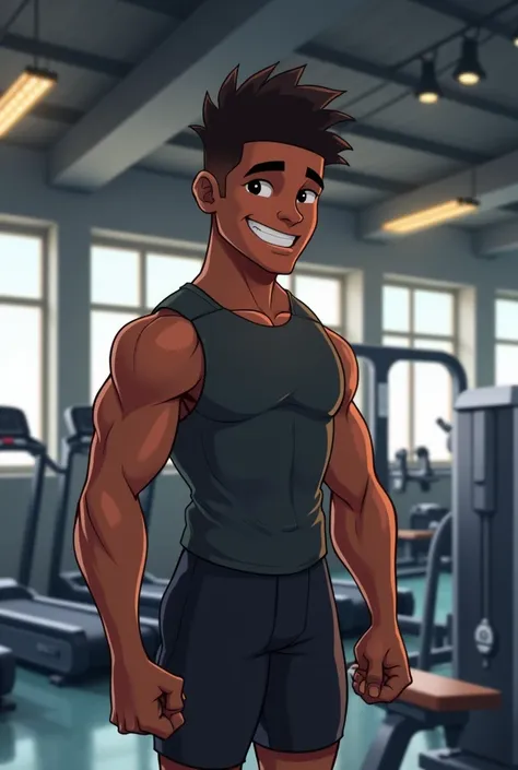 A black character who goes to the gym as a teenager 