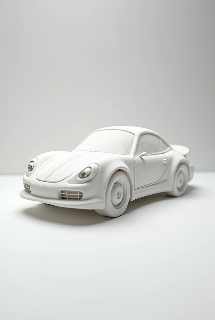 Car carved in white eraser