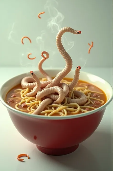 Instant soup with worms