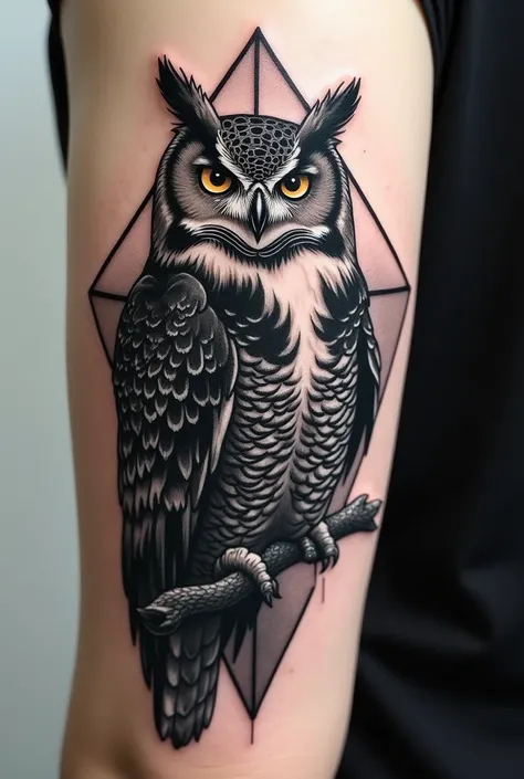 Design an owl for a tattoo in a blackwork studio, for the left vice president, about 8 to 10 centimeters 