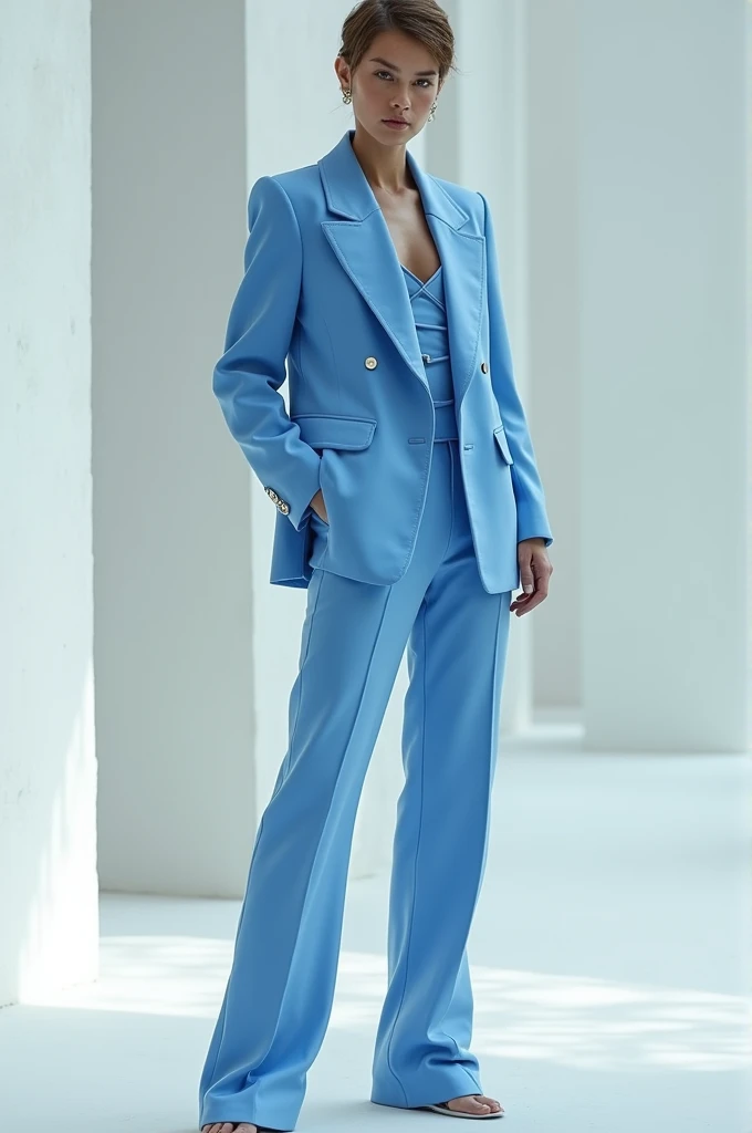 Sky blue and white tuff suit 