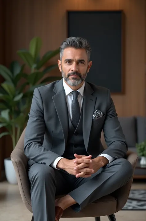 An Indian sitting in a smart suit 