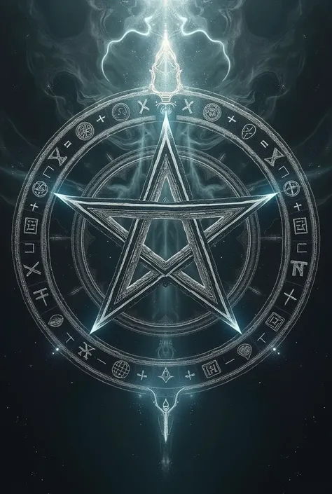 Inverted pentagram symbol circle around star