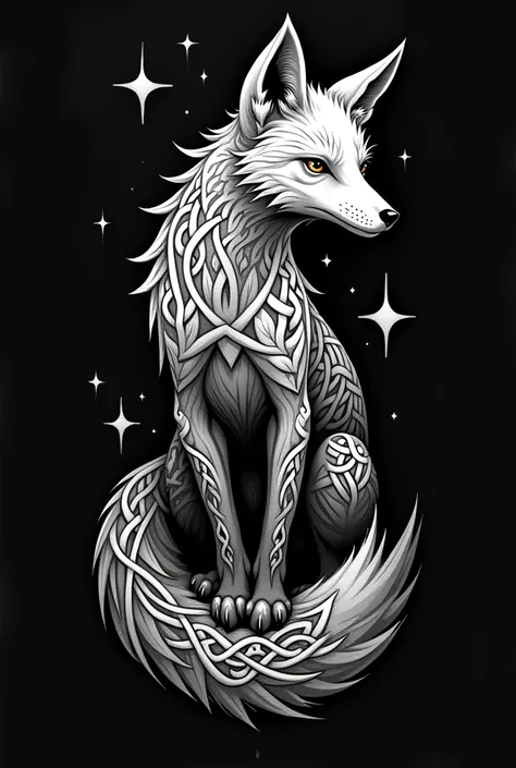 Fox tattoo Celtic black and white 