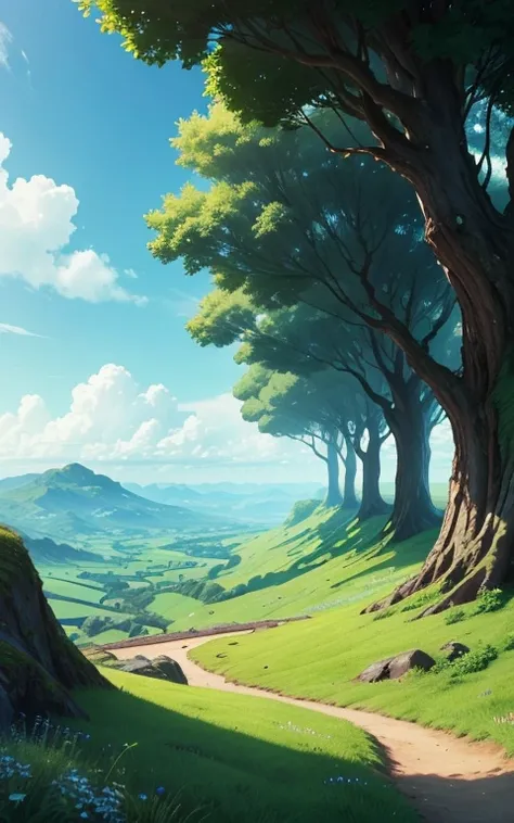 amidst a verdant landscape, where emerald fields meet the azure sky, eyes wander, Across vast expanses, and behold the depths where secrets lie..