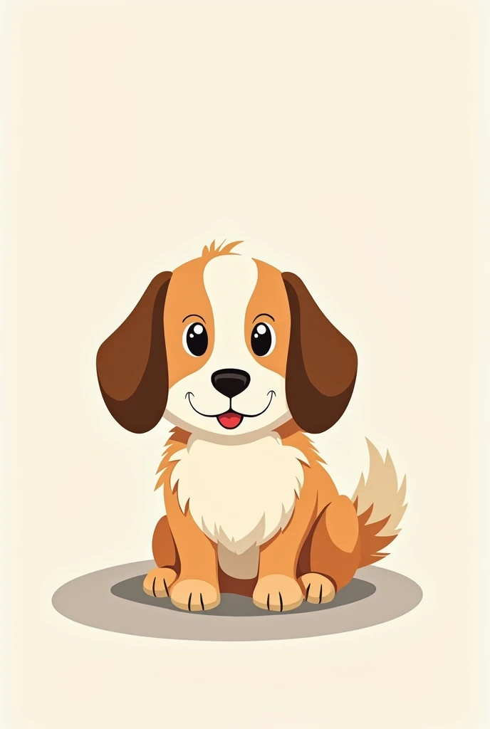 Illustration of a dog ,  simple drawing, Beautiful, naive, ,5 color flat colors with black borders like cartoon 