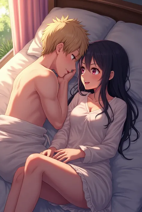 anime girl and boy having sex in bed hdr